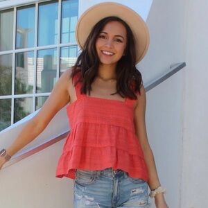 Square Neck Orange Summer Tank Top